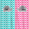 Split Color Elephant Theme Chevron Shower Curtain -Hot Pink and Turquoise Chevron - any two color combinations