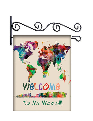 Welcome To Our World Custom Personalized Yard Flag - 13.5 by 18.5 inches - your name and or Text message