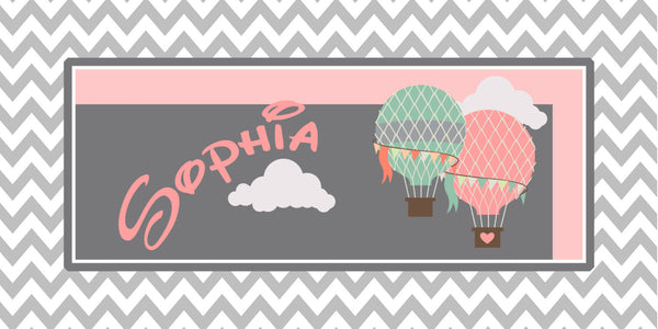 Personalized Chevron and Hot Air Balloon Theme Plush Fuzzy Area Rug -Size 48x30, 60x48, 96x48  - any color - any design