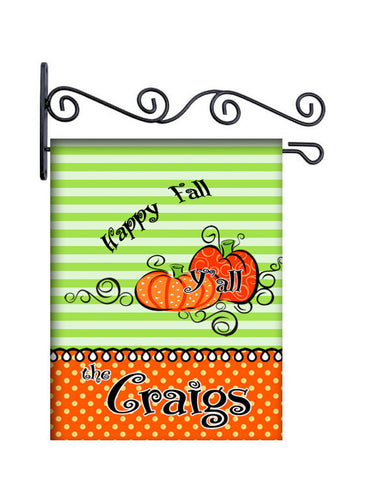 Happy Fall Y'all Custom Personalized Yard Flag - 13.5 by 18.5 inches - your name and or initial