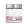 Custom Personalized Bed Runner - Scarf - Grey & White Polka Dots with Hot Pink Accent- 3 bedding sizes