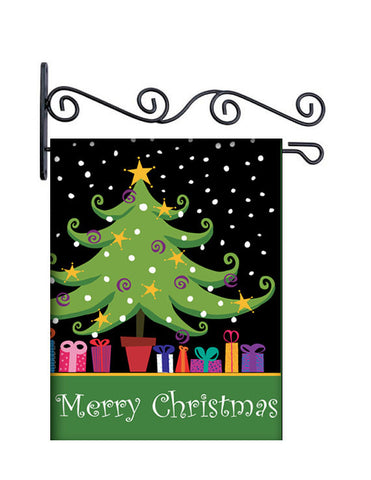 Merry Christmas Tree Custom Personalized Yard Flag - 13.5 by 18.5 inches - your name and or initial