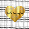 Hello Beautiful Metallic Gold EFFECT Heart Shower Curtain - Available two sizes