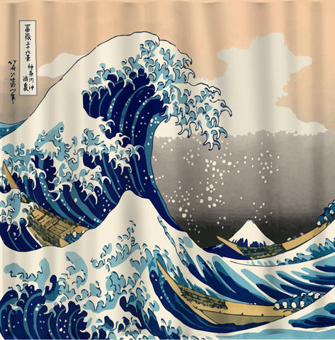 The Great Wave off Kanagawa Shower Curtain - CUSTOM Art rendition