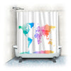 Custom Shower Curtains -Pastel Watercolor World Map on White Background- Standard or Extra Long