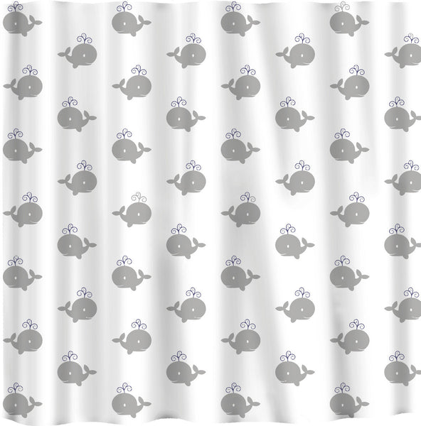 Personalized Shower Curtain Grey Whales Nautical Theme