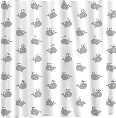 Personalized Shower Curtain -Grey Whales Nautical Theme Curtain- Available any color - Standard or ExLong