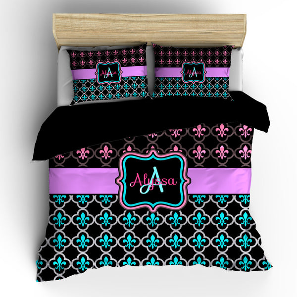 Pesonalized Custom Fleur de Lis Bedding  - available in Toddler, Twin, Queen or King Duvet Cover or Comforter Option