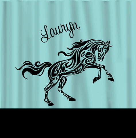 Personalized Shower Curtain - Tribal Horse Theme - Any Colors - Your Personalization and Accents
