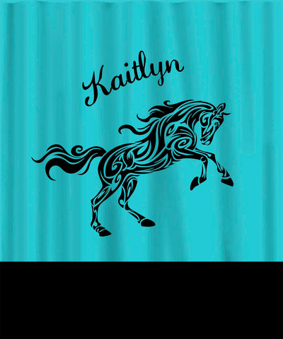 Personalized Shower Curtain - Tribal Horse Theme - Any Colors - Your Personalization and Accents ex long special size 70x84