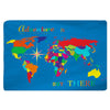 World Map Plush Fuzzy Low Profile Rug- Adventure Is Out There BRIGHT colors -Size  48x30, 60x48, 96x44, 96x60 inches -Available 2 Options