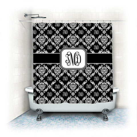 Personalized Shower Curtain -Designer Monogram and Damask- Available any color