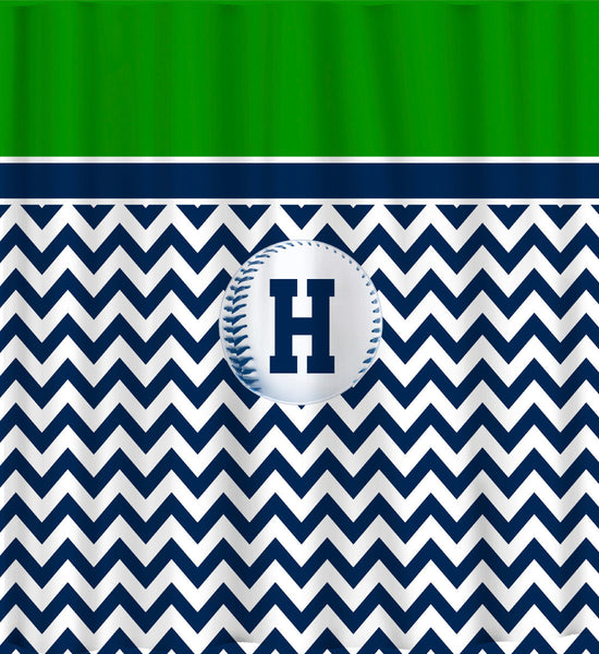 Custom Colors Shower Curtain -Topper Sports Chevron Bottom - Any Sport, ANY colors and Accent