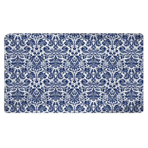 Classic Navy & White Damask Bath Mat - 30x20 or 48x36 inches - Designed to match any shower curtain design