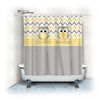 Custom Personalized Chevron & Dots Shower Curtain - Grey and Pastel Yellow accents - Owl Elements