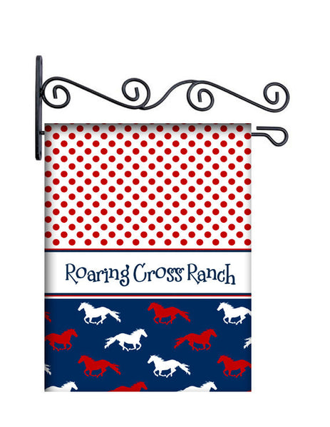 Running Horses and Polka Dots Personalized Yard Flag