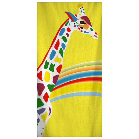 Custom Personalized Rainbow GiraffeTowel -  Yellow with rainbow color giraffe -Color and Personalization of your choice