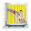 Rainbow Zebra Custom Shower Curtain - Bright and Sunny Yellow Shower with Rainbow Color Zebra- Can Personalize