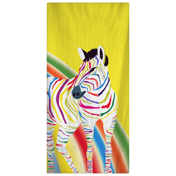 Custom Personalized Rainbow ZebraTowel -  Yellow with rainbow color zebra -Color and Personalization of your choice