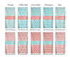 Custom Personalized Beach Towels -Five Patterns - Ten Colors - Lt Coral and Lt Aqua - Robins Egg BLue Combo Pattern