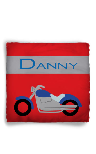 Personalized Throw Pillow Motorcycle Theme  - Custom with your Name or Initials - two sizes available
