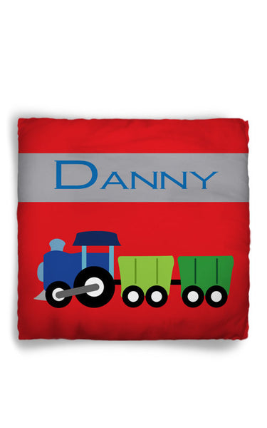 Personalized Throw Pillow Train Theme  - Custom with your Name or Initials - two sizes available