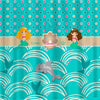 Day At The Paradise Shower Curtain -Theme with Blonde and Brunette Mermaid- custom personalized shared shower curtain