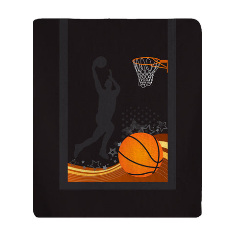 Personalized Jumpshot Basketball Plush Fleece Blanket - Available in black with personalization