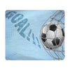 Personalized Soccer Goal Plush Fleece Blanket - Shown in Baby Blue color - Available any color