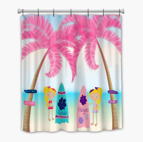 Surf Day Shower Curtains for girls or boys