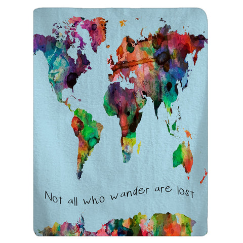 Watercolor World Map Fleece Baby Blanket -Boy or Girl - FREE SHIPPING NOW, while supplies last!